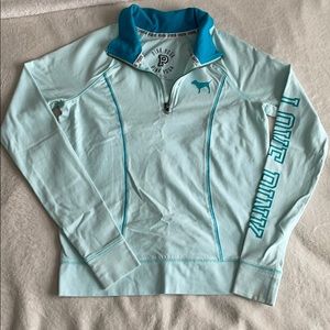 PINK Yoga Blue Half Zip Pullover Top